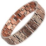 RainSo Mens Double Row Pure Copper Magnetic Bracelet Adjustable with 3500 Gauss with Gift Box & Remove Tool