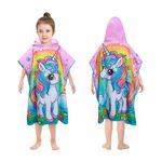 Decalsweet Unicorn Rainbow Hooded Towel for Kids,Soft Children's Bath Towel,Absorbent Poncho Towel for Toddlers Girls Beach Swimming