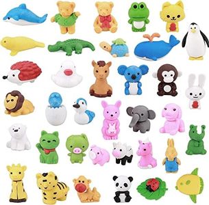 36 PCS Animal Erasers, Bulk Pencil Erasers Come Apart Puzzle Eraser Toys for Classroom Rewards, Party Favors, Games Prizes, Easter Egg Fillers, Carnivals Gift and School Supplies (Random Designs)