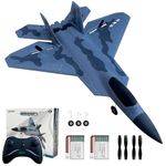 HAWK'S WORK 2 Channel Airplane, F-22 RC Plane Ready to Fly, 2.4 GHz Remote Control Airplane, Glider for Kids & Beginners