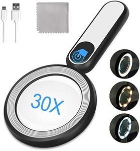 Arsir Rechargeable Magnifying Glass with Light, 30X 4.7IN Handheld Large Lightweight Lighted Magnify Lens 21 LED 3 Modes Illuminated Book Magnifier for Kids,Seniors,Reading,Inspection,Coin,Jewelry