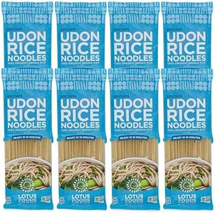 Lotus Foods Organic Brown Udon Rice Noodles - Gluten Free Udon Noodles, Organic Brown Rice Noodles, Vegan Asian Style Noodles, Whole Grain, Non GMO - 8 Oz (Pack of 8)