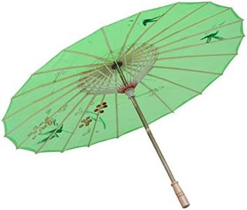HEALLILY Japanese Chinese Oil Paper Umbrella Parasol Dancing Umberlla Photography Prop for Adults or Kids (White), Green, Medium