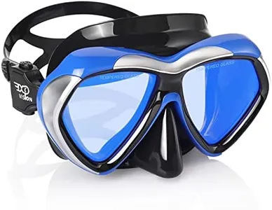Adult Scuba Diving Mask, Anti-Fog Snorkel Goggles Tempered Glass Swim Mask Goggles with Nose Cover Professional Snorkeling Gear for Diving Snorkeling (Blue Frame-Blue Lens)