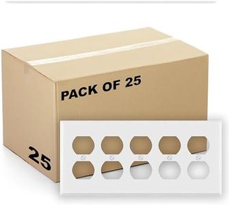 (25 Pack) Five Gang Duplex Receptacle Cover Plates, Electrical Outlet Cover, White Painted Metal, 4.50" x 10" 5-Gang Standard Size, Made of Unbreakable Metal, Corrosive Resistant, For Duplex Outlet