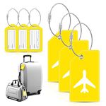 Luggage Tags, 6 Pcs Suitcase Tags, Travel Luggage Labels for Suitcase, Baggage, Travel Bags (Yellow)