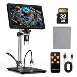WADEO Digital Microscope, [10.1'' LCD Screen] [1500X - 1080P], Type-C, 32GB Card, 8 LED Super Lights Soldering Microscope for Electronics Repair, Coin Microscope