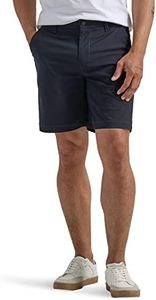 Lee Men's Extreme Motion Regular Fit Synthetic Flat Front Short, Unionall Black, 38