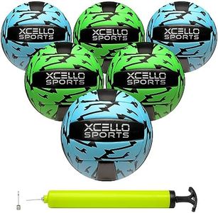 Xcello Sports Volleyball 6 Pack with Pump ASST-5 (Green/Blue Lightning)