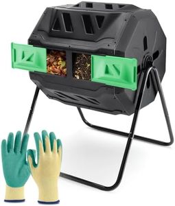 PLASTIC PRINCE Compost Tumbler Rotating Garden Compost Bin Outdoor Dual Chamber 43 Gallon Backyard Composter Tumbling Barrel Mixer Outside, Large, Green