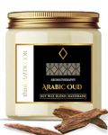 ThinkArtDecor Scented Soy Wax Candle, 450 gm, 35-40 Hrs| Luxury Aroma Therapy Votive Jar with 2 Aromatic Tea Lights | Scented Candles for Home Decor Gift Set | Fragrance Arabic Oud