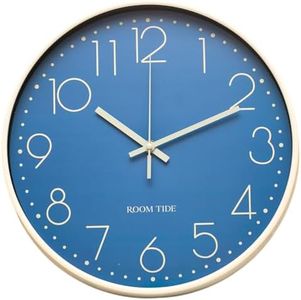 Room Tide Non-Ticking Silent Wall Clocks 12 Inch Battery Operated Quartz Classic Decor Clock Easy to Read for Bedroom Home Kitchen Room Office School (Aegean Blue)