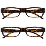 The Reading Glasses Company Brown Tortoiseshell Lightweight Comfortable Readers Value 2 Pack Designer Style Mens Womens UVR2PK032BR +1.50