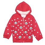 Bold N Elegant Kids Winter Warm Fleece Cute Panda Print Front Open Zipper Hoodie Sweatshirt for Infant Toddler Baby Boys & Girls (2-3 Years, Red)