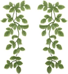 EMSea 2 Pairs(4PCS) Mirror Pair Green Leaves Applique Forest Vines Lace Trims Embroidery Sewing Patches Embellishment Decoration for DIY Costume Art Craft Projects