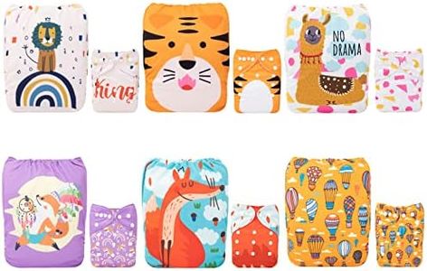 ALVABABY - 6 pannolini in tessuto, lavabili, misura regolabile, con 12 inserti 6DM07-IT