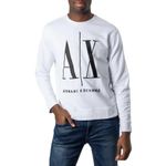 A|X Armani Exchange Men's Icon Project Embroidered Pullover Sweatshirt, White, Medium