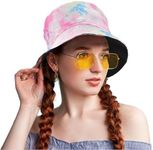 Dawhud Direct Cute Bucket Hats for Women Trendy - Reversible Tie Dye Bucket Hat - Sun Hats for Men and Women - Stylish Fisherman Cap for Summer - Double-Side-Wear with Breathable Fabric - 6"Hx11"L