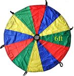 GSi Kids Play Parachute Rainbow Parachute Toy Tent Game for Children Gymnastic Cooperative Play and Outdoor Playground Activities (06 Feet)