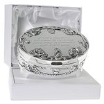 Girl's Christening Gift Personalised Silver Plated Rose Trinket Box in a Presentation Box Girls Christening Gift Idea