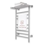 WarmlyYours Towel Warmers for Bathroom - Wall Mounted Heated Towel Rack with Shelf, 11 Bars Polished Stainless Steel, 20 x 36 in. Electric Heating and Drying Rack, 120V Plug-in or Hardwired (Summit)