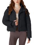 Ogfao Womens Puffer Jacket Winter Short Baggy Quilted Down Coats with Thumbholes