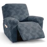 JIVENER Recliner Chair Covers,3 Pieces Recliner Covers Geometrical Jacquard, Stretch Lazy Boy Recliner Slipcovers with Elastic Bottom for Pet, Kids (1 XL Seater, Dark Grey)