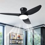 Large Fan Lights Ceiling Living Room Dimmable Remote Control LED Ceiling Light with Fan Reversible Silent DC Light Fan Ceiling 6 Speed Smart Modern Outdoor for Bedroom, Lounge, Kitchen