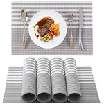 BIPASION Placemats, Placemats Set of 6, Heat Resistant Place Mats Washable, Woven Vinyl Plastic Placemats for Dining Table, Non-Slip Kitchen Table Placemats Easy to Clean