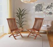 Fine Wood HUB Wooden Patio Folding Set of 2 Dining Chairs for Living Room | Wooden Set of 2 Foldable Chair for Garden, Balcony for Home (Honey Finish)