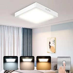 ALUSSO Luces LED de techo para baño, cuadradas 24W 1800LM, IP44 a prueba de agua, ultrafinas, lámpara de techo LED empotrada Φ30cm, lámpara de techo LED de 3 colores para baño, dormitorio, pasillo