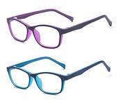 Outray 2 Pack Kids Teens Blue Light Filter Computer Glasses for Blocking Anti Eye Eyestrain Transparent Lens Glasses Set3