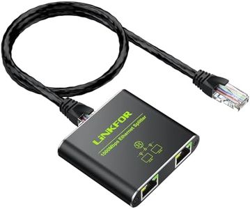 LiNKFOR Ethernet Splitter 1 in 2 Out,1000Mbps High Speed Splitter RJ45 Network Extension Connector with USB Type C Cable Gigabit Ethernet Switch Network Sharing for Cat8 Cat7 Cat6 Cat5 Cat5e