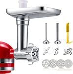 Metal Food Grinder Attachments for KitchenAid Stand Mixers, Meat Grinder, Sausage Stuffer, Durable Attachment for KitchenAid Mixers, Silver(Machine/Mixer Not Included)