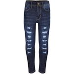 Kids Girls Skinny Jeans Denim Ripped Stretchy Pants Jeggings New Age 3-13 Years, Jet Black, 13-14 Years