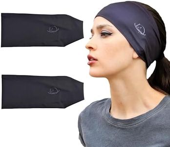Equestrian Headbands for Women, Under Riding Helmet Bands, Sportswear Wide Hair Wrap Suitable for Use with Bike Helmets, Yoga & Hiking(2 Pack Black)