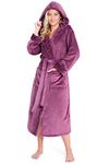 CityComfort Ladies Dressing Gown Fluffy Super Soft Hooded Bathrobe for Women Plush Fleece Perfect Loungewear Long Robe (M, Orchid)