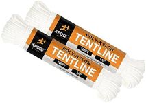 Tent Line Nylon Rope - 100 Ft Rope - White Reflective Nylon Cord for Guyline - Camping Rope, Tent Tie Downs, Guy Lines for Camping Tarp - Tent Accessories & Cordage for Outdoor Shelter 2 Pack