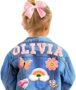 Personalized Kids Denim Jacket with Names | Custom Name Jeans Jacket | Long Sleeve Jean Jacket | Spring&Fall Jackets | Outerwear Jacket Easter Christmas Birthday Gifts for Toddlers Girls Boys 1-8