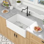 Mocoloo 30 White Farmhouse Sink 30 Inch White Kitchen Sink Reversible Flat Apron Front Fireclay Single Bowl Undermount Farm Sink Basin