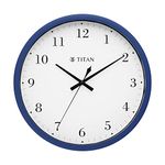 Titan Plastic Classic Blue Wall Clock with Silent Sweep Technology - 30.0 Cm X 30.0 Cm (Medium), Analog