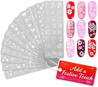 12 Pcs Nail Stamping Plate For Holidays - Nail Stamper Kit With 12 Different Themes, Beautiful Flower Stamp for Nails Art Design - Stylish Stamping Plates Set to Design Unique Nails