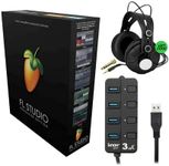 Image Line FL Studio 20 - Producer Edition (Boxed) Bundle with Closed-Back Monitoring Headphones and 4-Port USB 3.0 Hub (3 Items)