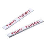 2 Pack 3D Twin Turbo Emblem Metal Letter Logo Car Emblem Badge Fender Trunk Decal Stickers for Cars, Trucks 5.83 * 0.79inch