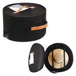 Round Hat Storage Box, 17" Diameter Felt Travel Hat Boxes for Women & Men with Translucent Dustproof Lid and Shoulder Strap for Various Types of Hats/Clothes & Toy Storage/Closet Organizer, Black