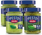 Barilla Creamy Genovese and Rustic Basil Pesto Sauce Made with Italian Basil and Cheeses, Pasta Sauce and Spread, Pack of 4