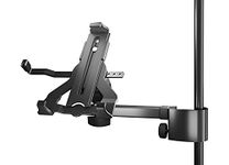 K&M Stands 19743 BioBased Clamp On Tablet Holder - Fits Any 10 to 16 Inch Tablets - Fits on Microphone and Other Music Stands - Tiltable & Adjustable - Black