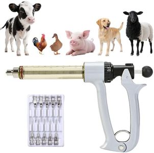 25ML Livestock Syringe Gun, 5 Gears Adjustable Continuous Repeating Luer Lock Syringe, for Chickens, Ducks, Goose, Pig Bull Sheep, Large And Small Animals