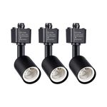 mirrea H Type Track Lighting Head to E26 Medium Screw Base Adapter Light Direction Adjustable Black Painted Pack of 3