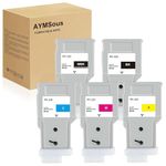 AYMSous Compatible Ink Cartridge Replacement for Canon PFI-320 PFI320 for Canon imagePROGRAF IPF TM-200 IPF TM-205 IPF TM-300 IPF TM-305(5-Pack MBK/B/C/M/Y)